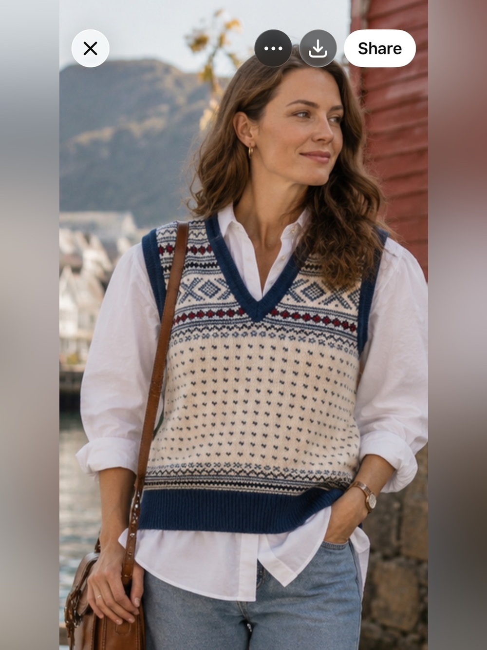 Vintage Dale of Norway Fair Isle Wool Sweater Vest Large Nordic Made in Norway